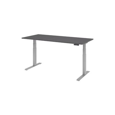 bümö elektrisch höhenverstellbarer Schreibtisch 180x80 cm in graphit, Gestell silber mit Memory-Steuerung, elektrischer Bürotisch höhenverstellbar Image