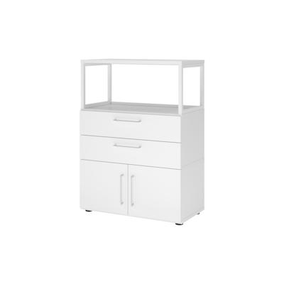 bümö flexi Schrank mit Flügeltüren, Regal & 2 Schubladen in weiß, Büroschrank mit werkzeuglosem Schnellmontage-Klicksysten in modularer Bauweise Image