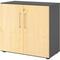 bümö Aktenschrank abschließbar, Büroschrank Holz 80cm breit in Graphit/Ahorn - abschließbarer Schrank mit Aktenregal für's Büro & Arbeitszimmer, Büro