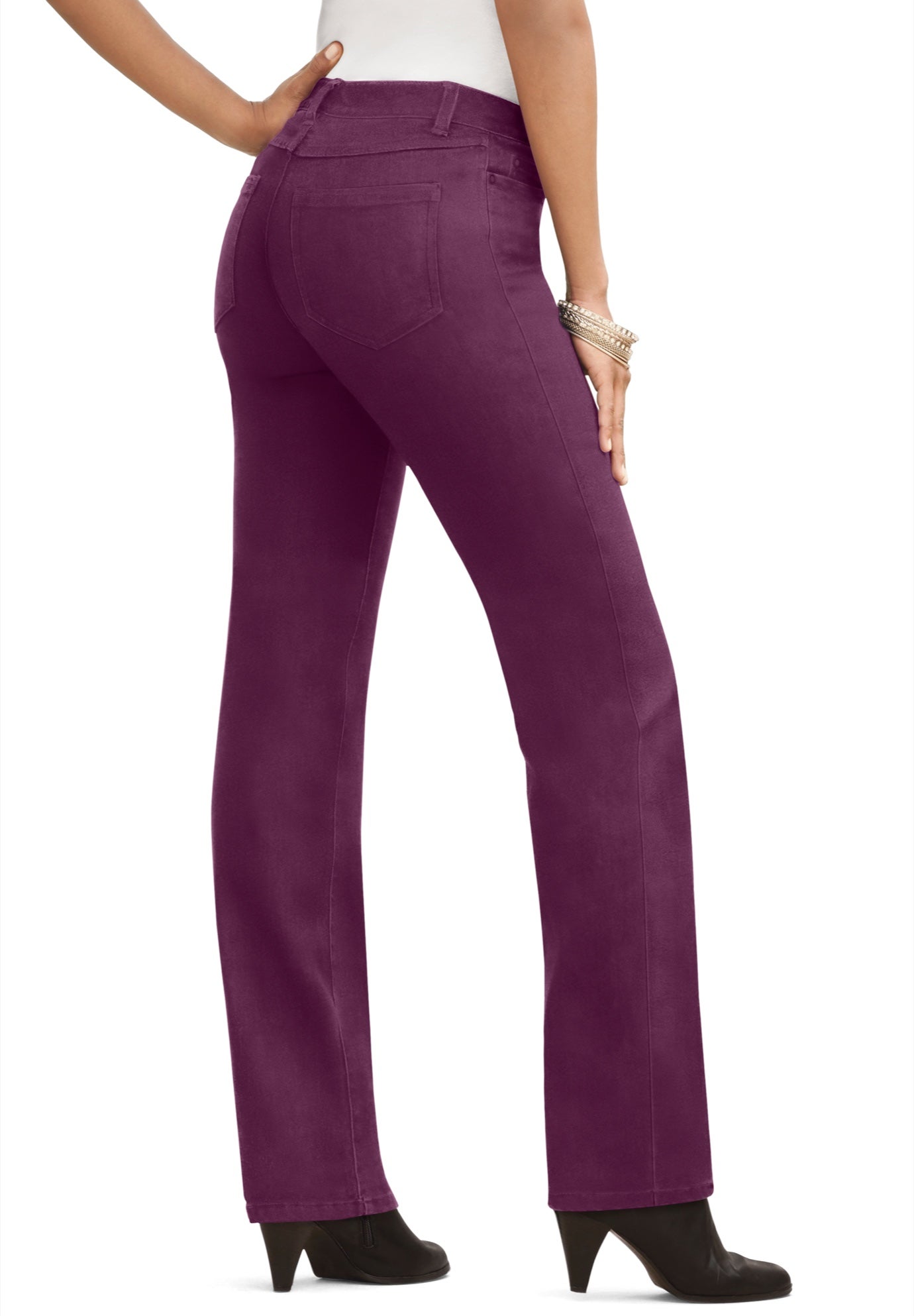 Plus Size Women's Plus Size Classic Stretch Straight Leg Jean by Denim 24/7 by Roamans in Dark Berry (Size 40 T)