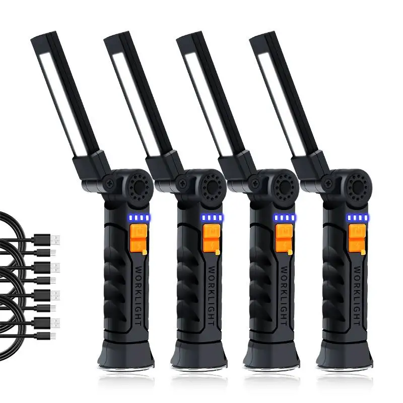 Lampada da lavoro portatile torcia a LED COB lampada a sospensione magnetica ricaricabile USB con torcia da campeggio a batteria incorporata