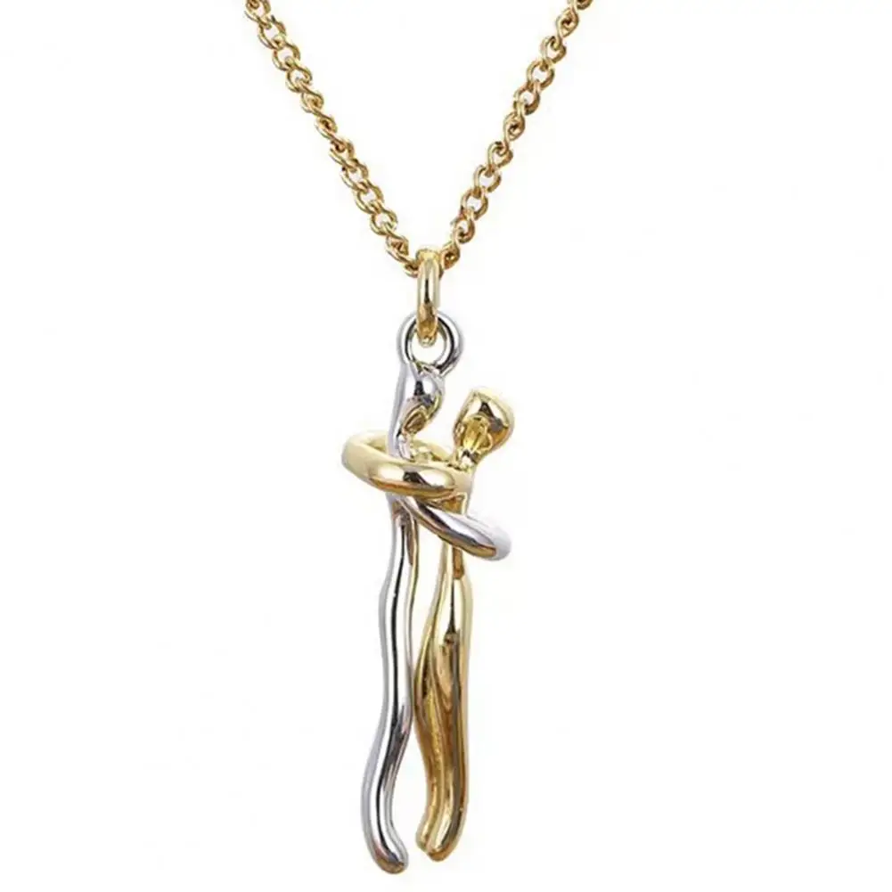 Collana con ciondolo coppia abbraccio Hip Hop Collana con ciondolo abbraccio regolabile Gioielli Regalo di San Valentino