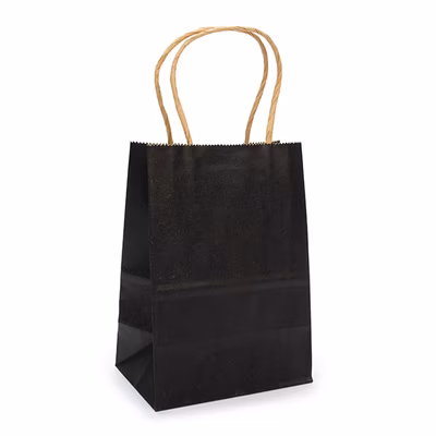 Black Paper Merchandise Handle Bags 4 3/4