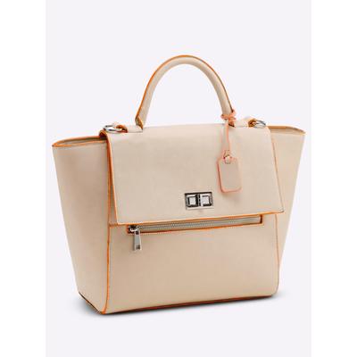 Henkeltasche HEINE, Damen, Gr. B/H/T: 42cm x 28cm x 11cm, beige, Polyurethan, Metall, unifarben, Taschen Image