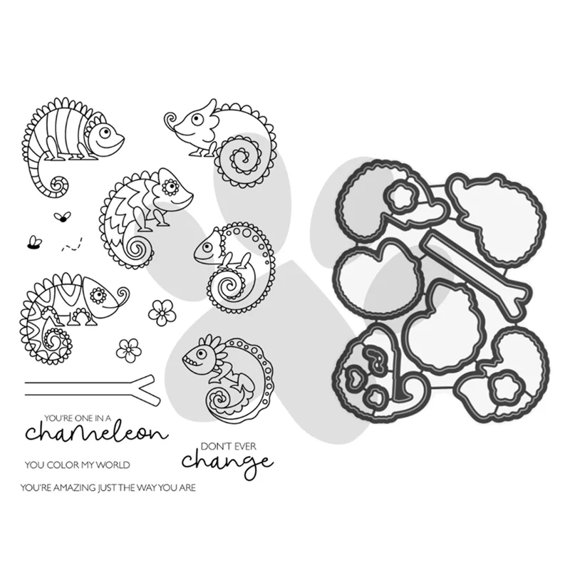 New 2023 Chameleon Clear Stamps Set Scrapbooking for Paper Making Metal Cutting Dies Frames Card Craft