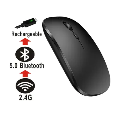 New Gaming Mouse Wireless Bluetooth Dual Mode Silent Rechargeable USB 2.4G DPI 1600 Optical