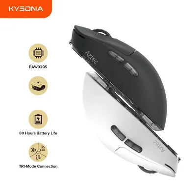 Kysona Aztec Red PAW3395 Wireless Gaming Mouse 55g Ultra-Light 26000DPI 6 Buttons 90 Million Optical