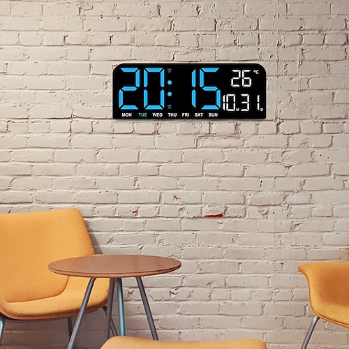 Digitalwecker einstellbare Helligkeit Wanduhr Tischuhr mit Temperaturanzeige für Büro Wohnzimmer Regal Image
