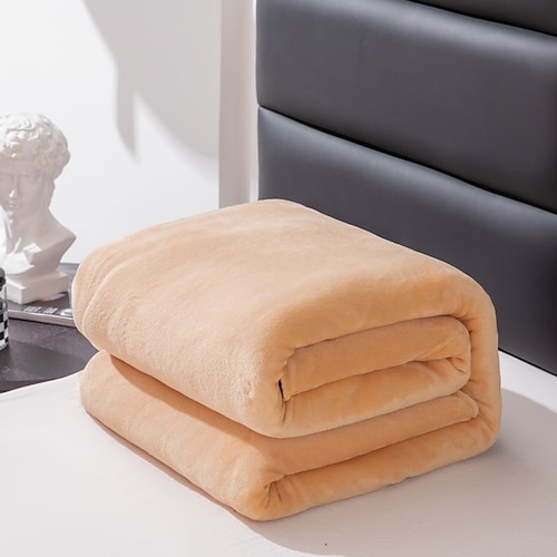 Superweiche Korallen-Fleece-Decke, leicht, einfarbig, rosa-blauer Kunstfell-Nerz-Überwurf, Sofabezug, Tagesdecke, Flanelldecken, Fleece-Decke, Sherpa-Decke Image