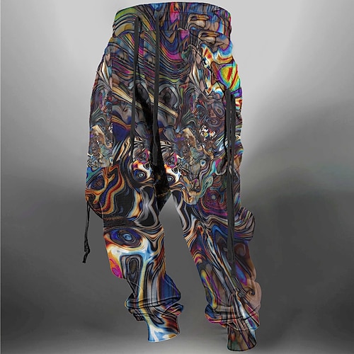 Herren Graphic Jogginghose Trainingshose Jogginghose Jogger Hosen Hose Mittlere Taillenlinie Elastischer Kordelzug in der Taille Brautkleider schlicht Dunkel Outdoor Strasse Alltagskleidung Tasche Image