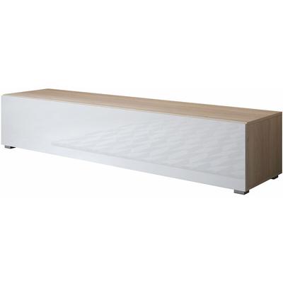 Lowboard Stehend 2cm Füsse TV-Schrank Fernsehtisch tv Möbel TV-Ständer 1 Falltür 160x32x40cm Modell Image