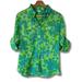 J. Crew Tops | J. Crew Floral Cotton Slim Fit Button Down Shirt Lime Green Blue Small | Color: Blue/Green | Size: S