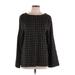 J.Jill Long Sleeve T-Shirt: Black Plaid Tops - Women's Size Large