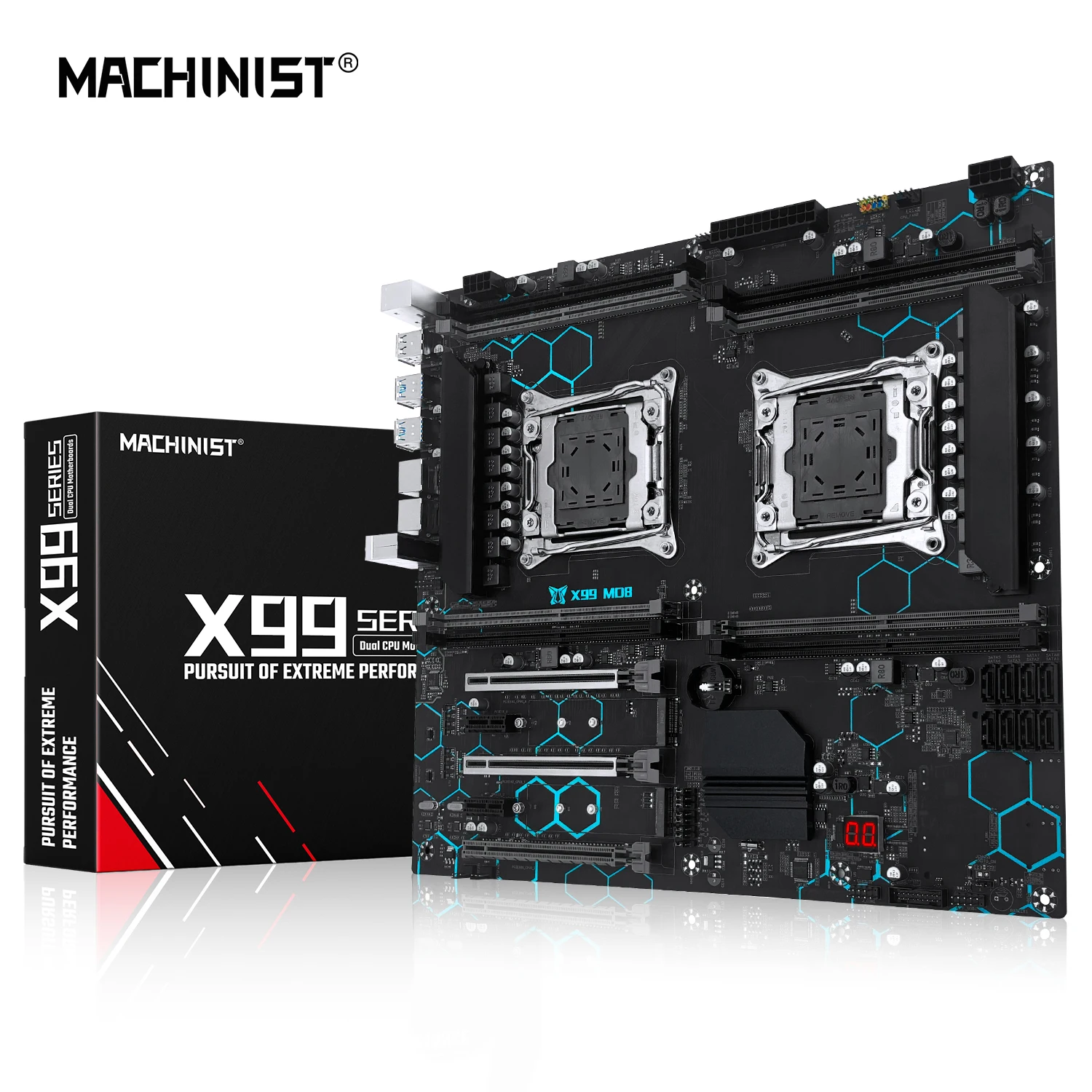 MACHINIST X99 Dual-CPU-Mainboard LGA 2011-3 Unterstützt Dual-Xeon-Prozessor NVME SATA M.2 Slot 8 DDR4 RAM MAX 256G USB3.0 X99 MD8 Image