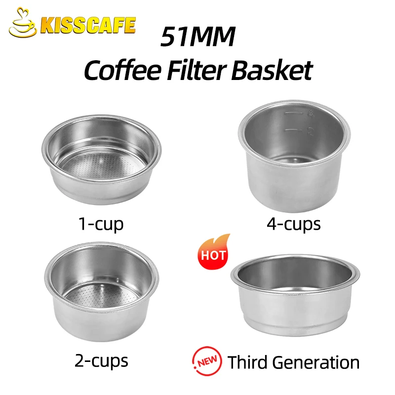 51MM Kaffee Filter Korb Ersatz Edelstahl Für Delonghi Boden Siebträger Espresso Gute Zubehör Barista Werkzeug Image