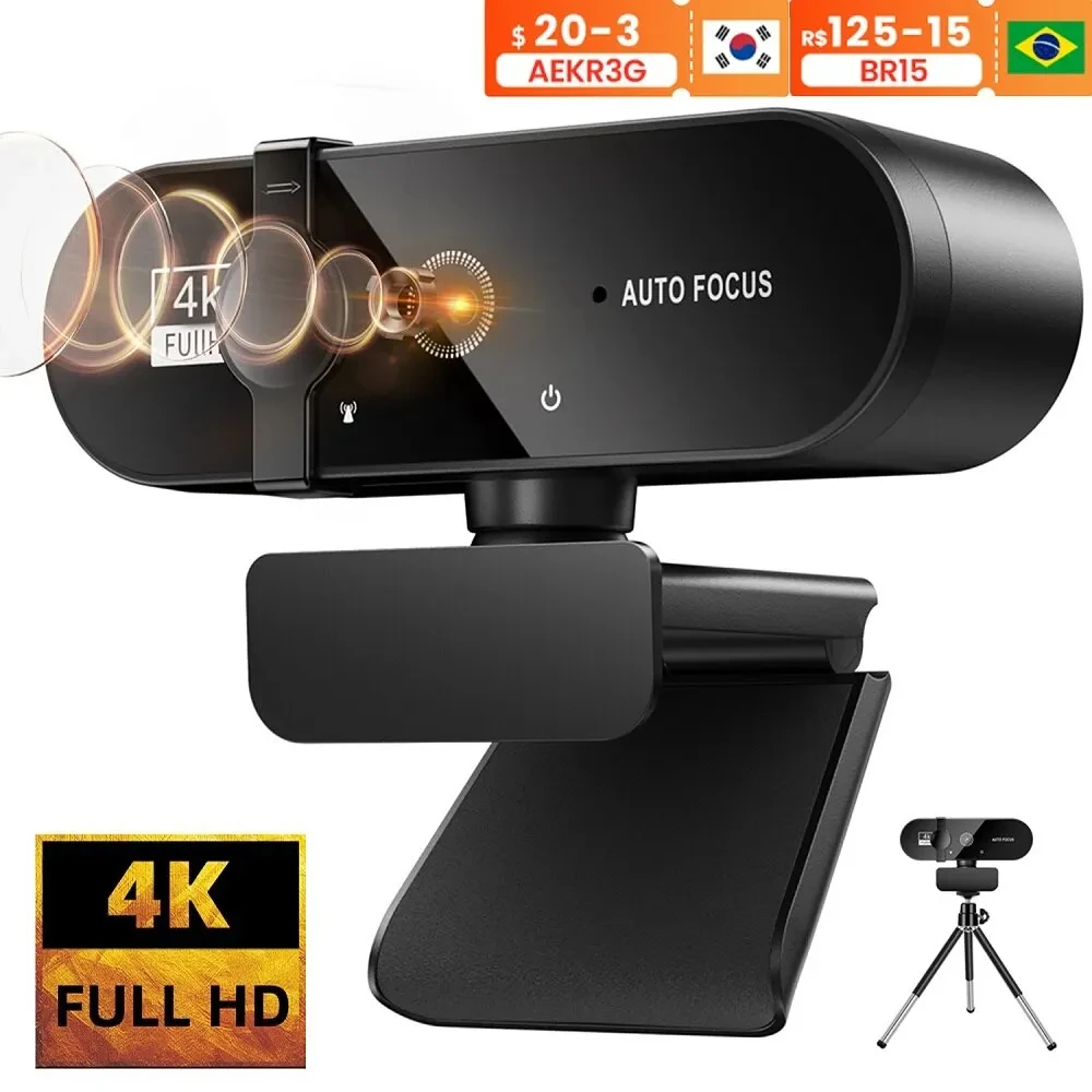 Webcam 4K 1080P Mini caméra 2K Full HD Webcam avec Microphone 30fps caméra Web USB pour mise au point automatique PC ordinateur portable caméra de prise de vue vidéo