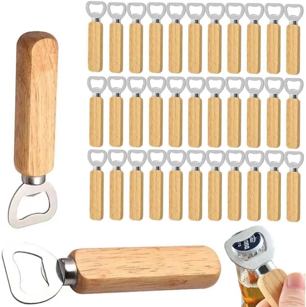 1-20PCS Holz Flasche Opener Bier Dosenöffner Haushalt Küche Bar Werkzeuge für Home Griff Handheld Wein Soda glas Kappe Gadgets Image