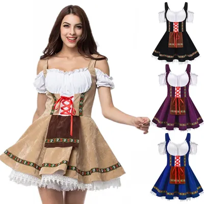 Oktoberfest-Kostüm für Damen, bayerisches deutsches Bier, Festivals, Kellnerin, Dienstmädchen-Outfit, Cosplay, Karneval, Halloween, ausgefallenes Partykleid Image