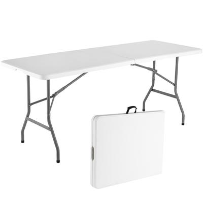 TEMU Folding Table, Lightweight Folding Table For Party, Dining, Barbecue, Board Game With Carrying Handle, Folding Locks - White