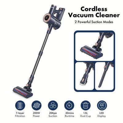 TEMU H016 Cordless Vacuum Cleaner, 20kpa Powerful Suction Vacuum Cleaner With Led Display, Detachable Battery, 1.5l Dust Cup, For Carpet And Hard Floor Pet Hair