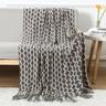 Throw Blankets for Couch with Tassel,Burnt Orange Knitted Throw Blanket for Bed, Super Soft Warm Large Throws for Home