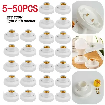 5-50pcs E27 Screw Cap Socket White Gold Ceiling Light Lamp Bulb Fixing Base Stand Light Bulb Holder
