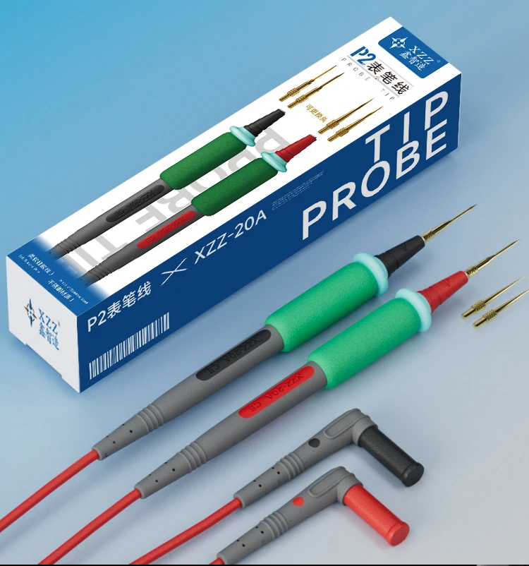 1000 V 20 A extra scharfe Universal-Multimeter-Messleitungen aus Silikon, austauschbare Multimeter-Sonde, Prüfdraht-Sonde mit 4 Stück Sondenspitzen Image