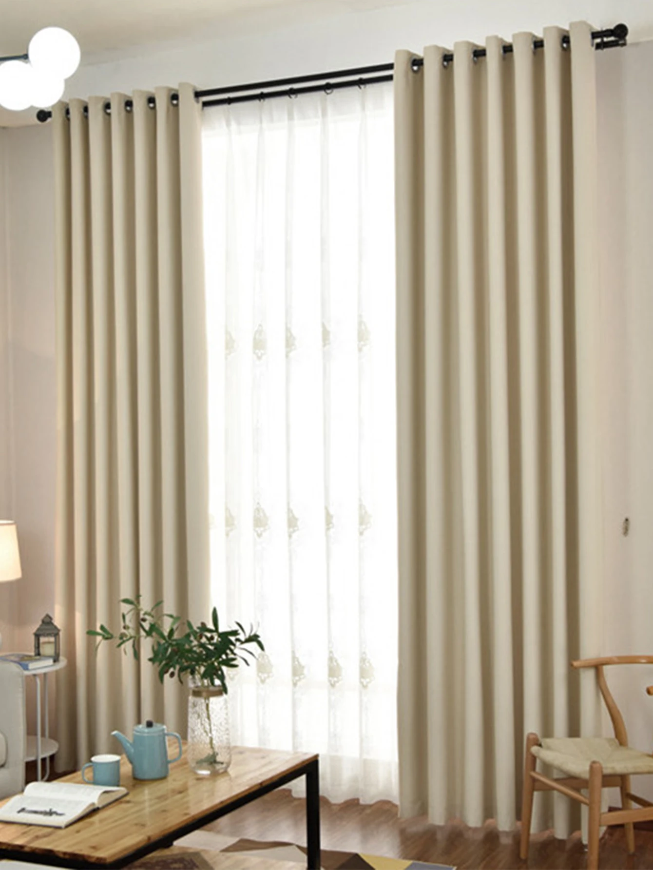 Rideaux occultants modernes pour salon, 1 pièce, rideaux beiges élégants pour fenêtre de chambre à coucher, rideaux finis prêts à l