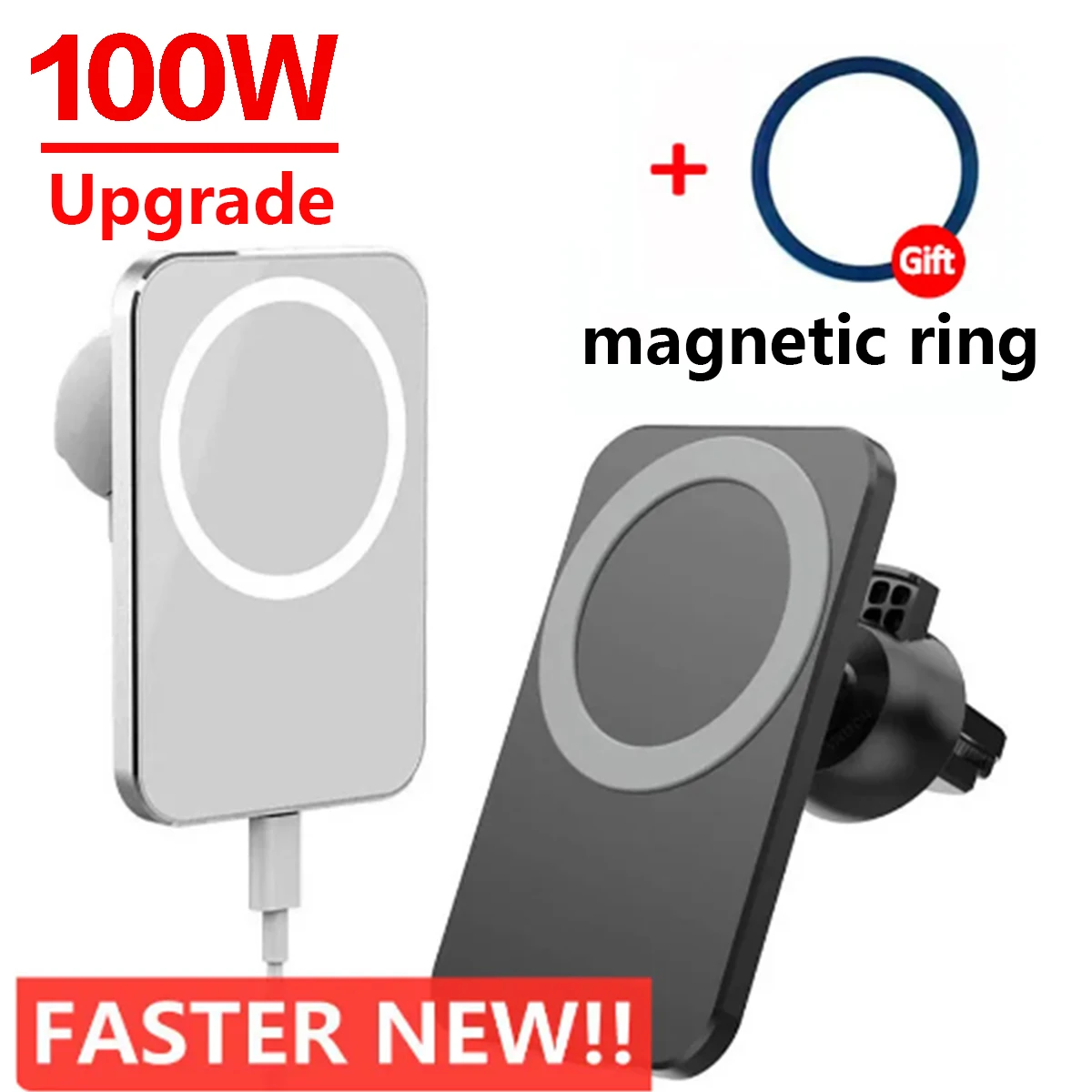 Supporto per telefono per auto da 100 W Caricabatterie wireless Supporto per auto Caricabatterie per auto magnetici Wireless per iPhone 15 14 13 12 Pro Max XS Xiaomi Samsung