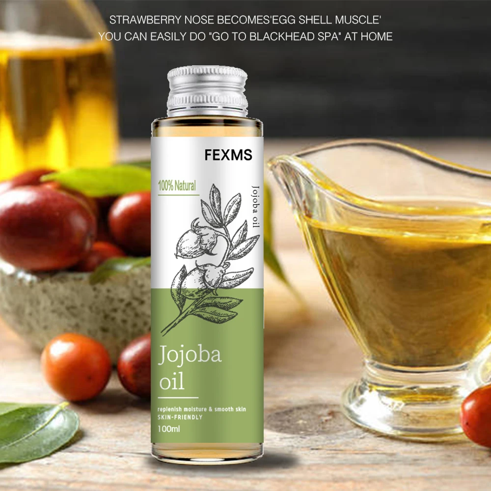 Olio di jojoba naturale puro al 100%, idratante naturale non raffinato pressato a freddo puro per riparare la pelle ferita, i capelli, il corpo e le unghie 100 ml