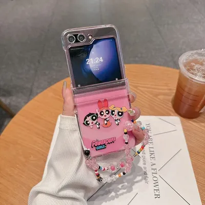 Cute Cartoon The Powerpuff Girls Transparent Phone Case For Samsung Galaxy Z Flip 6 5 Cases Soft TPU Back Cover For Z Flip 3 4