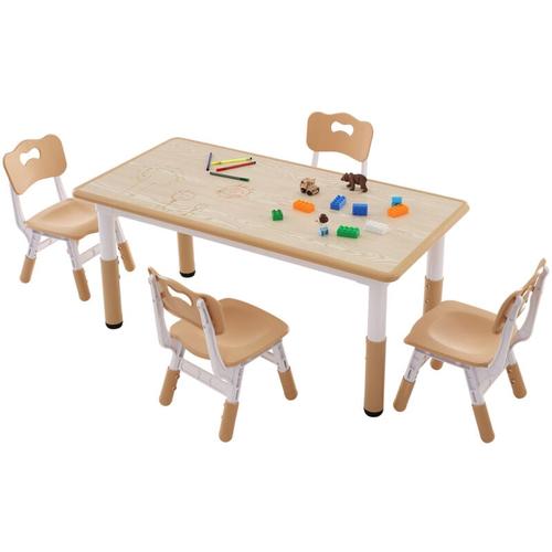 VEVOR Kindersitzgruppe Kindertisch, 4 Kinderstühle 1 Tisch Kindersitzgruppe aus PP, Kindertisch-Set