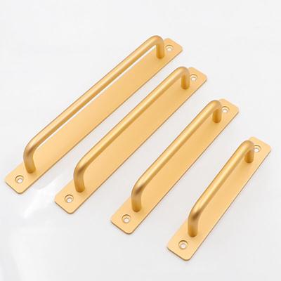 Jn.songs - 2 Stk Schiebetürgriffe, Schiebe Türgriff mit Platte Edelstahl, ScheunentGold Griff für Image