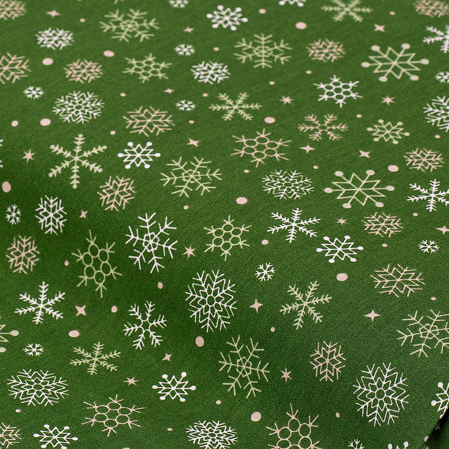 Baumwollstoff Schneeflocken Mona, grün-color
