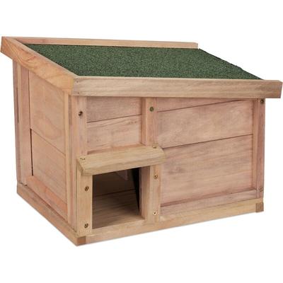 Igelhaus, Holz, Igelhotel mit Boden, 2 Kammern, Winterquartier für Igel, Garten, hbt: 30x40x34 cm, Image