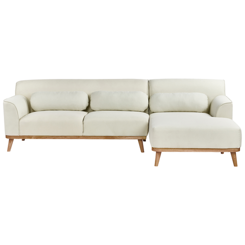 Ecksofa Cremeweiß Stoffbezug L-förmig 3-Sitzer Sofa mit Chaiselongue Linksseitig Wohnzimmermöbel Modern Wohnzimmer Ausstattung Wohnecke