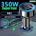 UYUXIO Adattatore per caricabatteria per telefono da auto USB 5 in 1 con display di tensione Doppia porta PD Carica super veloce per iPhone Samsung Huawei OPPO