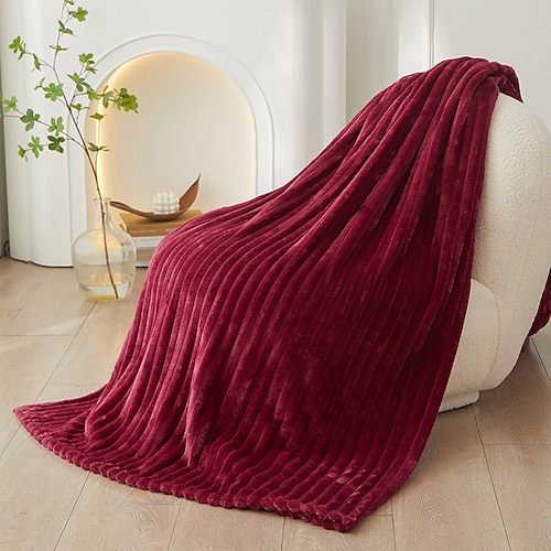 3D-gerippte Jacquard-Fleece-Flanell-Samtplüsch-Deko-Bettdecke – superweich, plüschig, flauschig, flauschig, warm, gemütlich, perfekt für Couch, Bett, Sofa im Herbst und Winter. Image