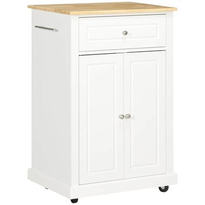 Compact Rolling Kitchen Island with Drawer & Towel Racks