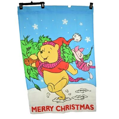 Disney Accents | Disney Winnie The Pooh And Piglet Merry Christmas Outdoor Garden Flag 30 X 44 | Color: Blue/Orange | Size: Large