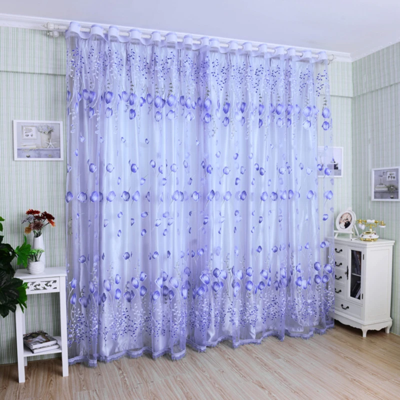 200*100 CM Moderne Tüll Vorhänge Für Wohnzimmer Lila Vorhänge Für Kinder Schlafzimmer Tür Küche Fenster Kreative drapieren Image