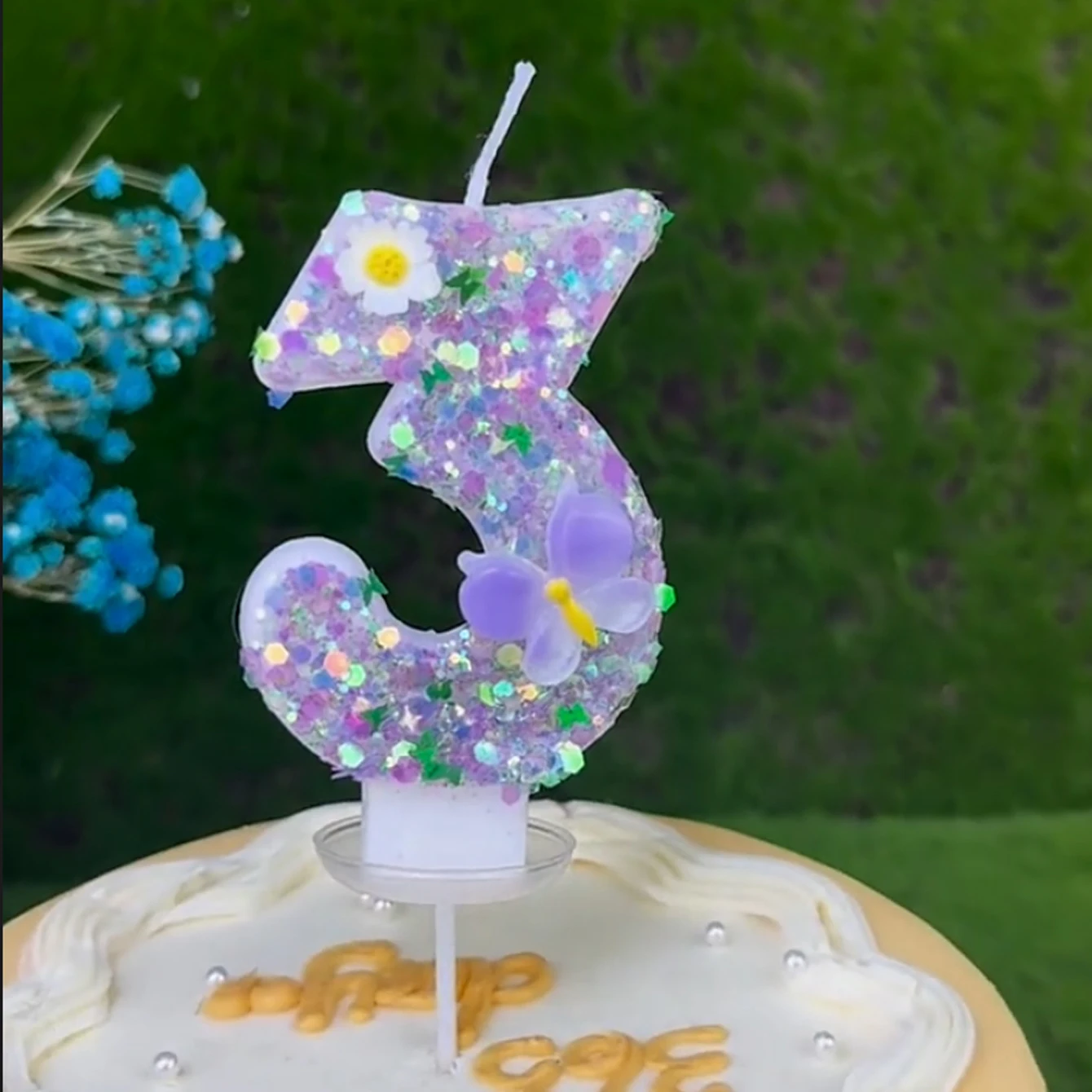 0-9 Ziffern DIY Geburtstagskerzen Schmetterling Blumen Kindergeburtstag Mädchen Zahlen Kuchen Dekorationen Kerze Raumdekoration Image