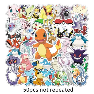 50-teilige wasserfeste Aufkleber von MINISO Pokemon zum Selbermachen für Handys, Laptops, Autosticker Image