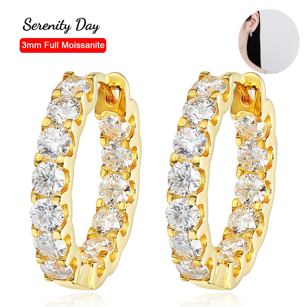 Serenity 2,6 cttw D Farbe Moissanit Ohrringe für Frauen 100% S925 Sterling Silber Creolen Überzogen 18 Karat Edlen Schmuck Großhandel