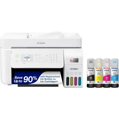 Epson EcoTank ET-4800 Wireless All-in-One Cartridge-Free Supertank Printer with Scanner, Copier,