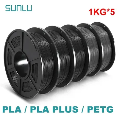 SUNLU 5KG 3D PLA/PETG/PLA PLUS/Clear Filament 1.75mm 5Roll 1KG 3D Printer Neatly Wound 3D Filament