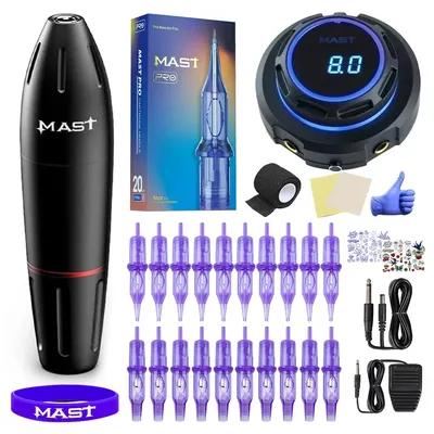 Msat K2 Professional Tattoo Machine Rotary Pen Set Makeup Permanent LCD Halo Power Supply Kit for