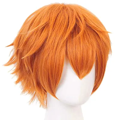 Short Orange Wig for Men Orange Cosplay Costume Wig for Halloween Synthetic Short Natural Wavy Wigs