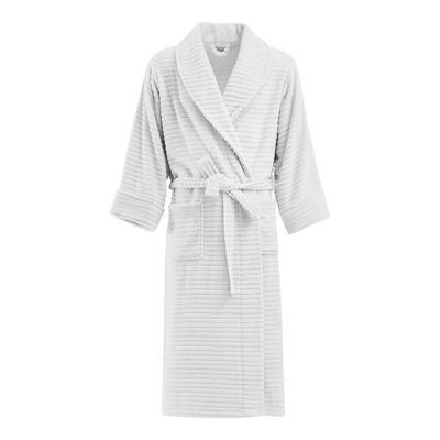 Berkshire Hospitality Repose VelvetLoft White Ribbed Polyester Bath Robe - One Size Fits Most - 12/Case