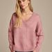 Lucky Brand Oversized Seamed V-Neck Sweater - Women's Clothing Tops Sweaters V-Neck Sweater in Burlwood, Size XL